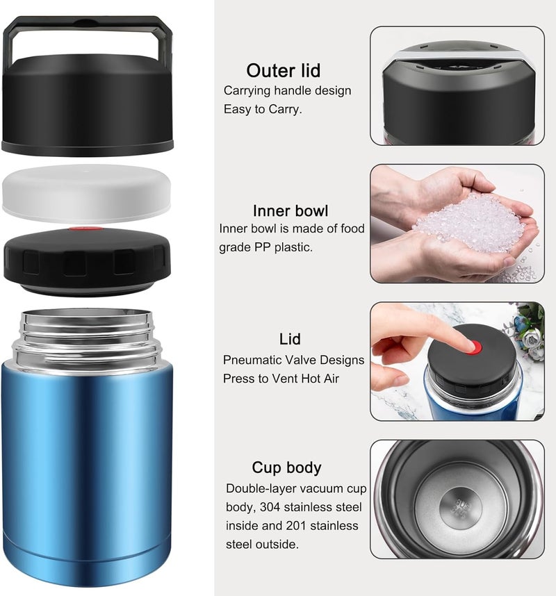 Zalaxt 35oz Insulated Lunch Container Leak Proof Vacuum Thermal Flask - Image 4